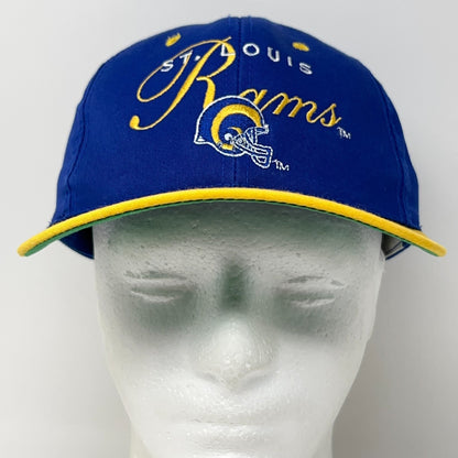 Vintage 90s St Louis Rams Hat Baseball Cap Los Angeles LA NFL Blue Snapback