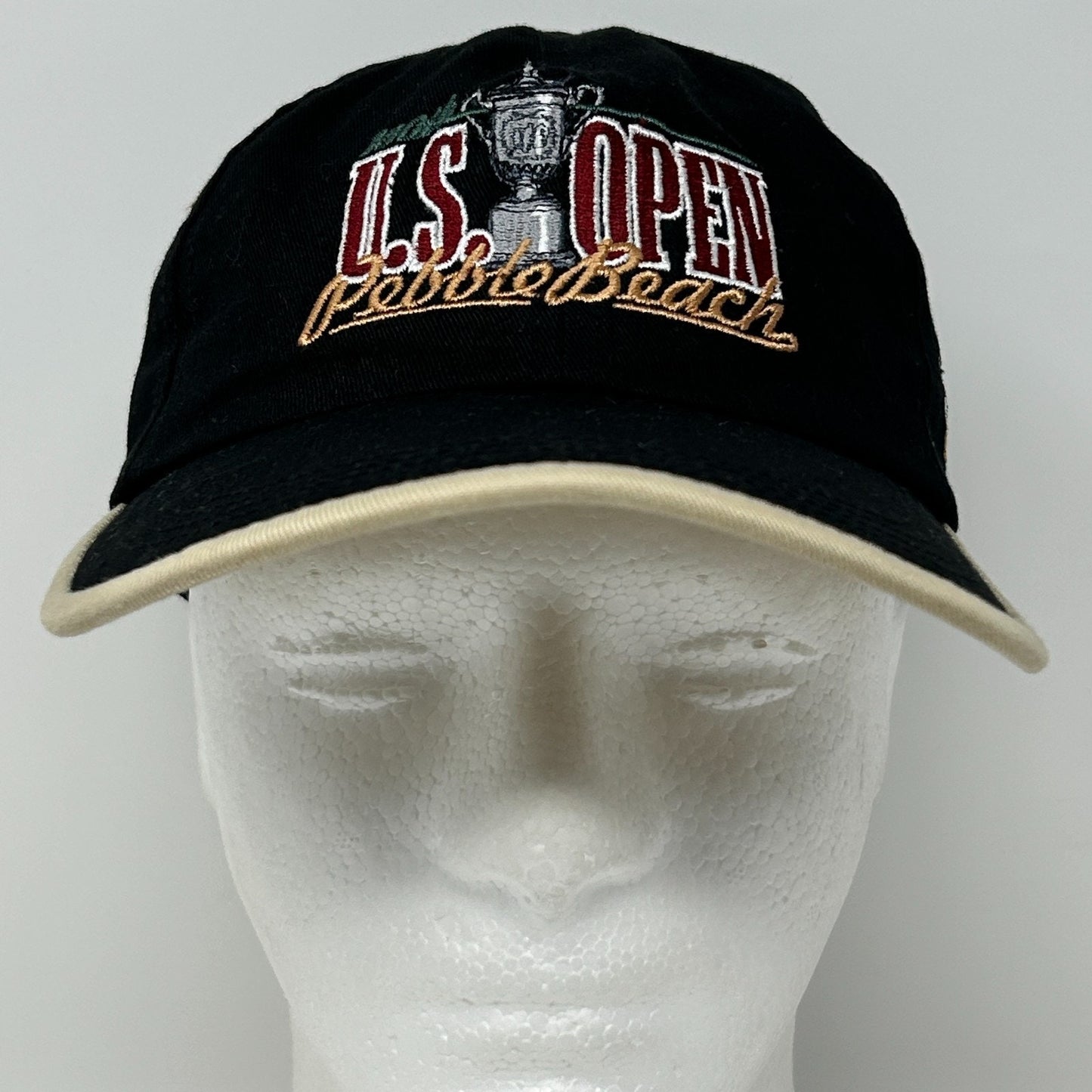 Vintage 2000 US Open Pebble Beach Hat Cap Black Tiger Woods 100th Golf Strapback