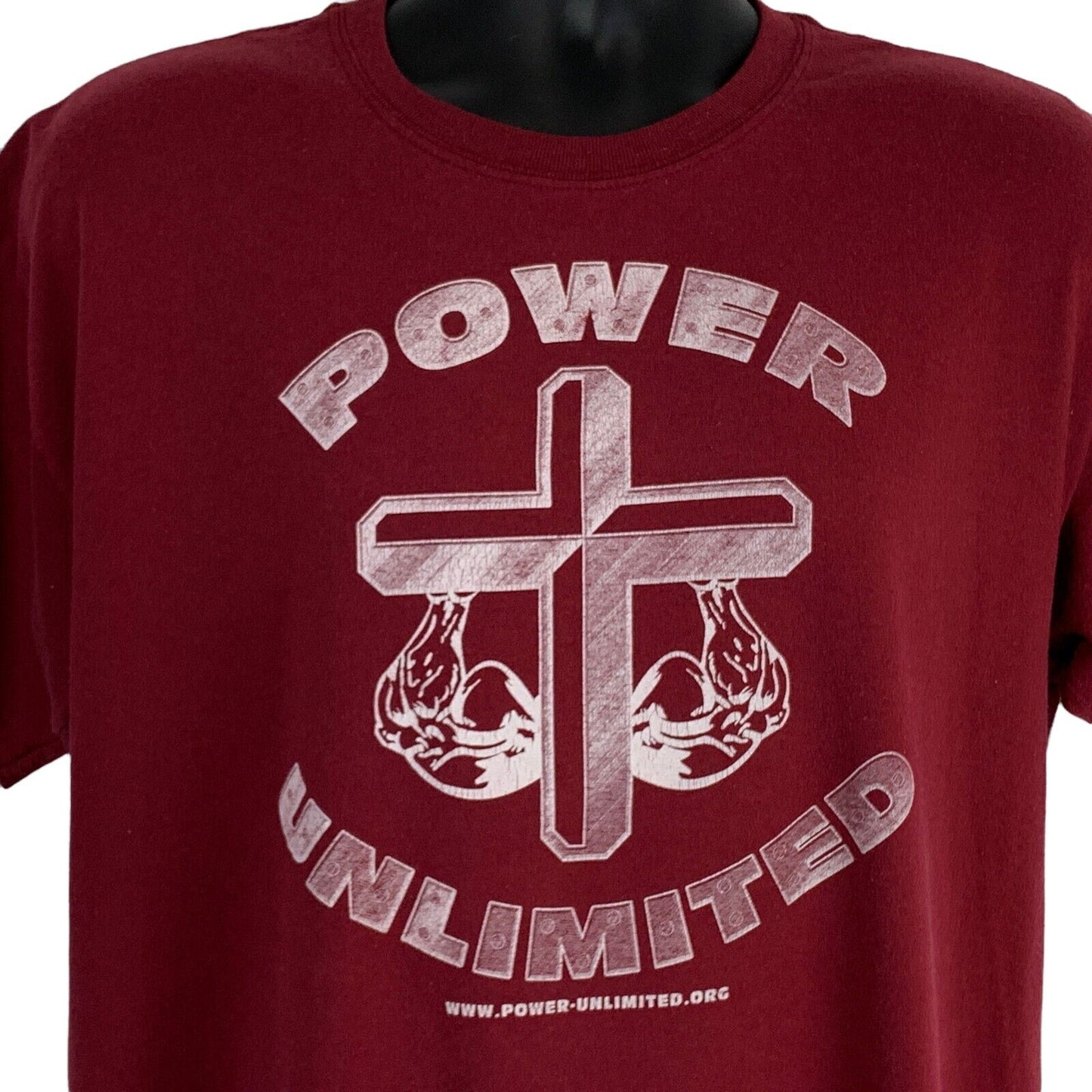 Power Unlimited Christian Vintage Y2Ks T Shirt Jesus Christ Lord Gym Buff Large