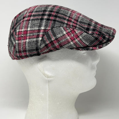UBI Wool Blend Plaid Flat Cap Hat Ivy Newsboy Cabbie Driving Pink 57cm M Medium