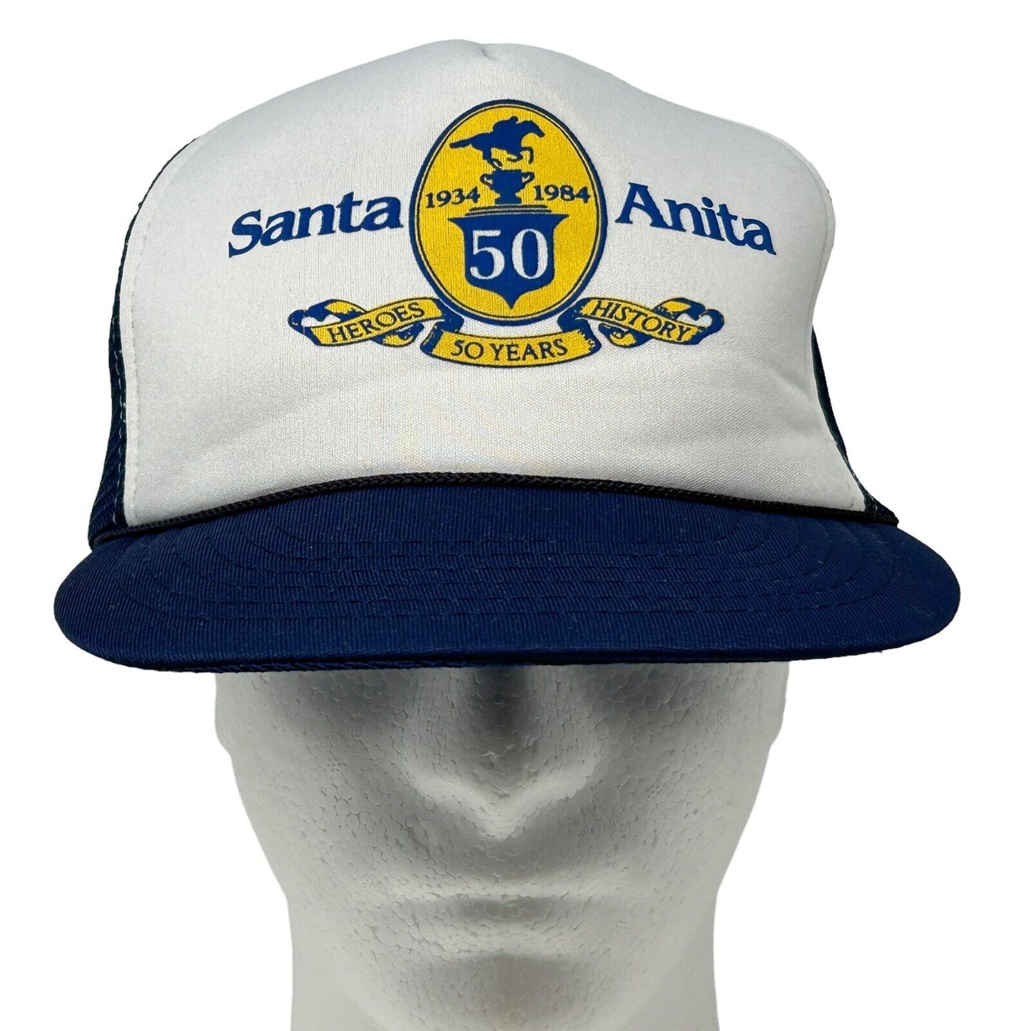 Santa Anita Park Trucker Hat Vintage 80s Horse Racetrack 50th Mesh Baseball Cap