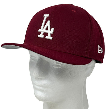 Los Angeles LA Dodgers Baseball Hat Cap Fitted 7 5/8 New Era 59Fifty Maroon Red