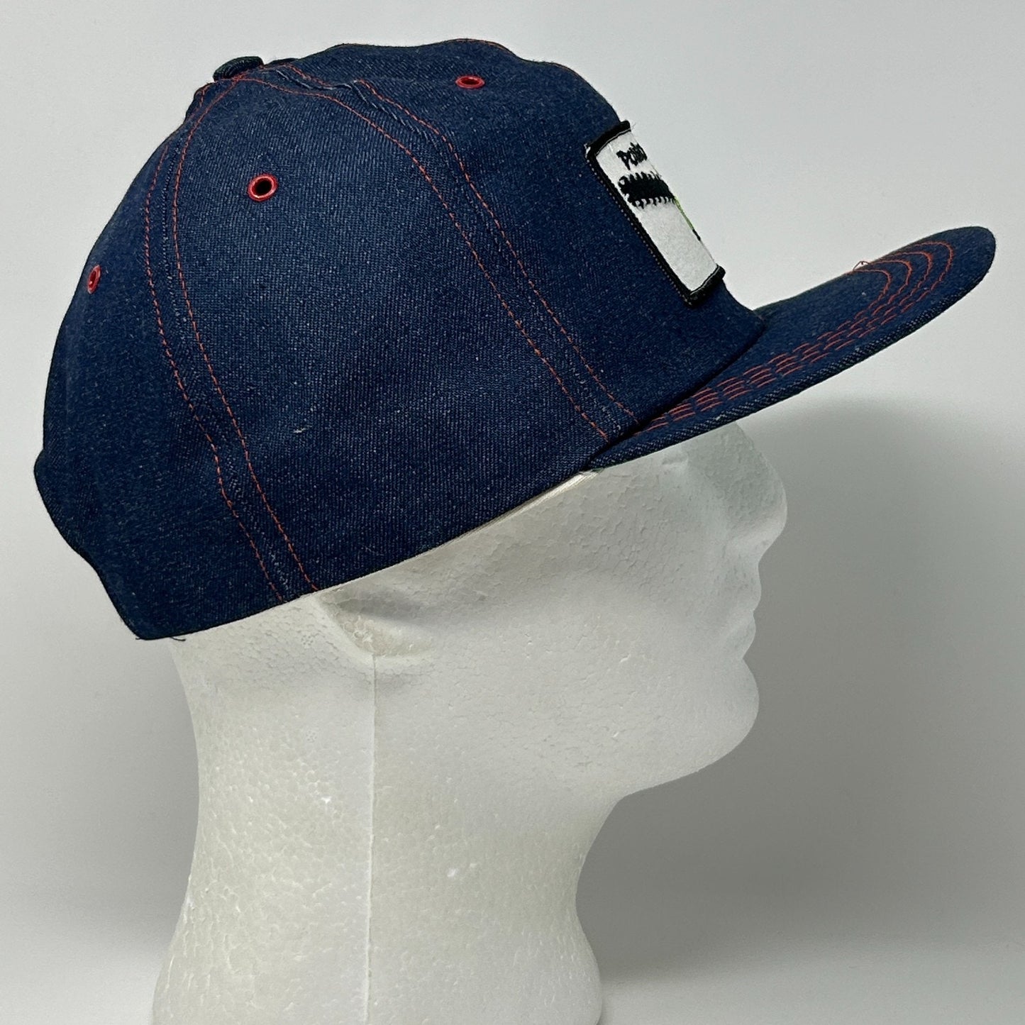 Vintage 70s Poulan Micro XXV Chainsaw Hat Baseball Cap Denim USA Snapback Blue