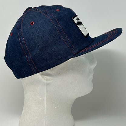 Vintage 70s Poulan Micro XXV Chainsaw Hat Baseball Cap Denim USA Snapback Blue
