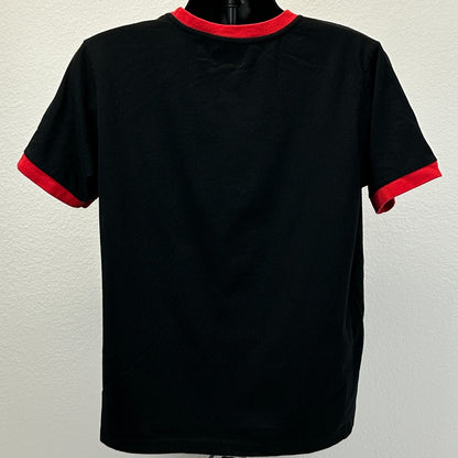 NASA Space Bear Ringer T Shirt Mens L Large Black Short Sleeve Navy Yard