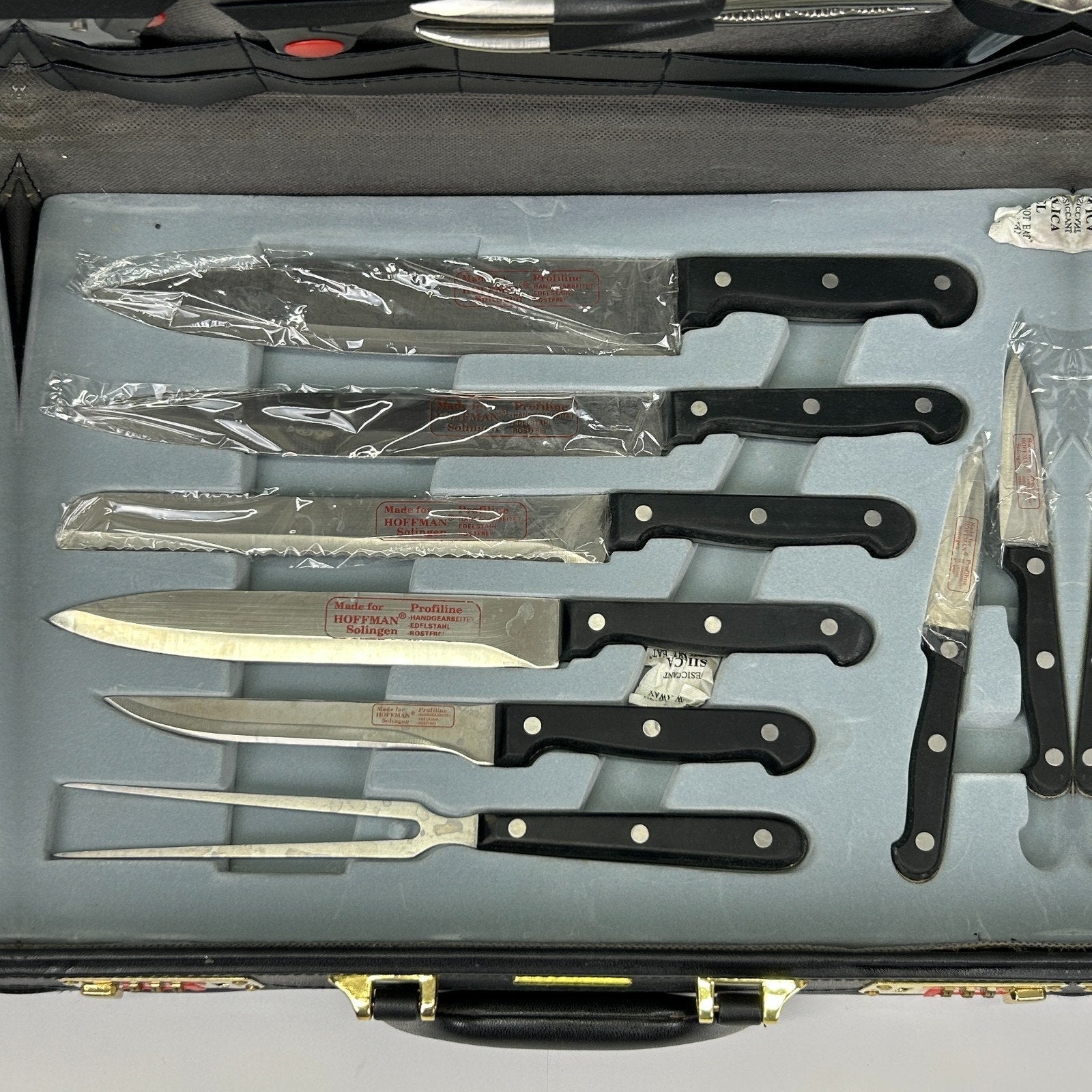 Hoffman Solingen Profiline 22 Piece Knife Bar Set Briefcase Knives Germany Made - Neon Vintage