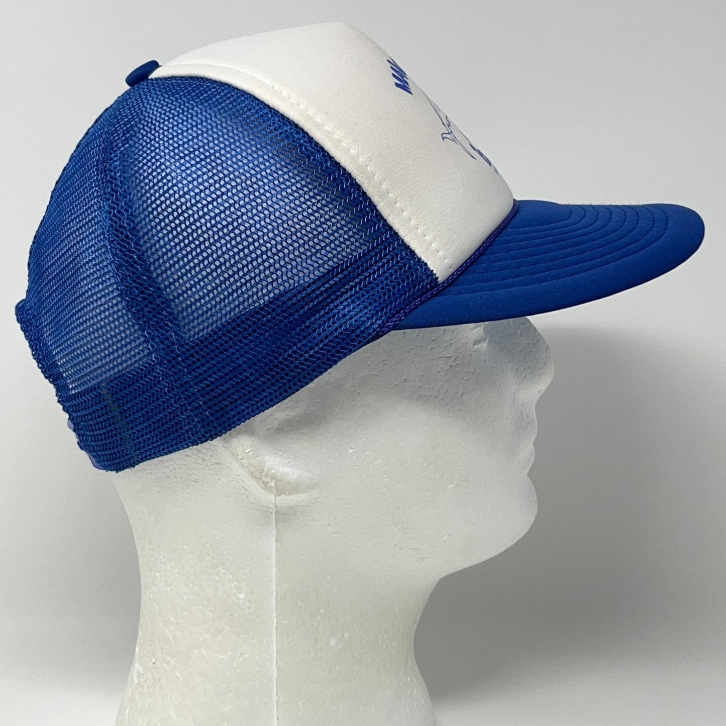 Vintage 80s Izorline Fishing Line Trucker Hat Baseball Cap Shark Snapback Blue