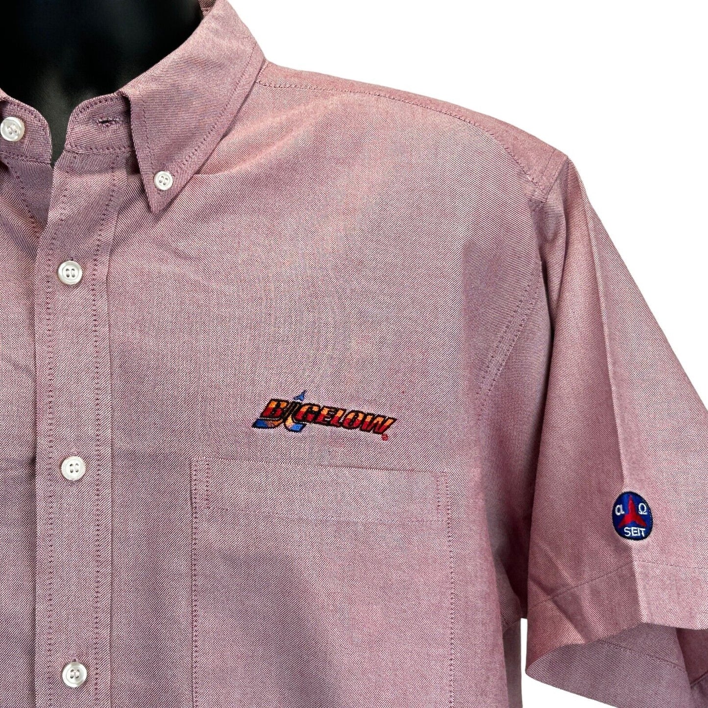 Bigelow Aerospace Button Front Shirt Red Pink Aeronautics Space SEIT Employee XL