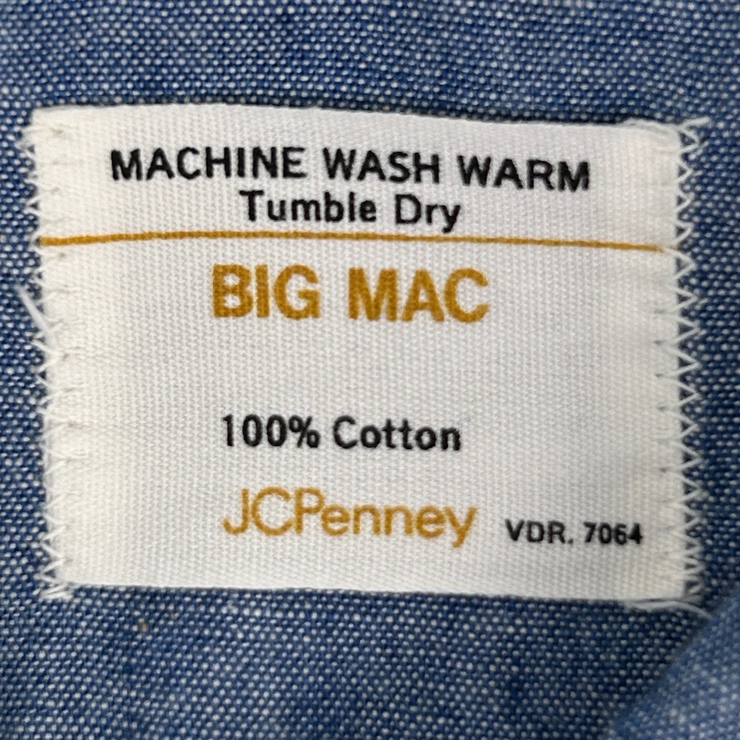 Vintage 70s Orangutan Button Front Shirt Denim Chambray Chenille Blue XL X-Large