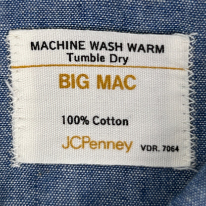 Vintage 70s Orangutan Button Front Shirt Denim Chambray Chenille Blue XL X-Large