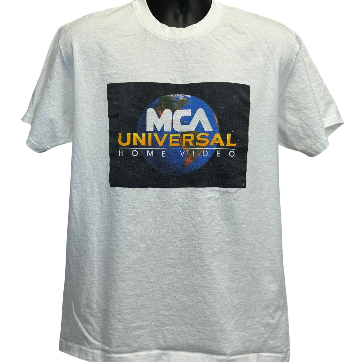 MCA Universal Home Video T Shirt Large Vintage 90s VHS Movie Film USA Mens White