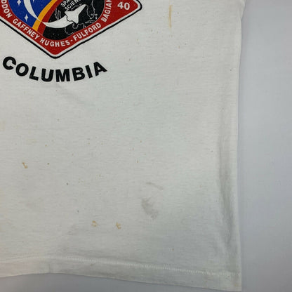 Camiseta vintage de los años 90 del transbordador espacial Columbia STS-40 de la NASA, color blanco, para hombre