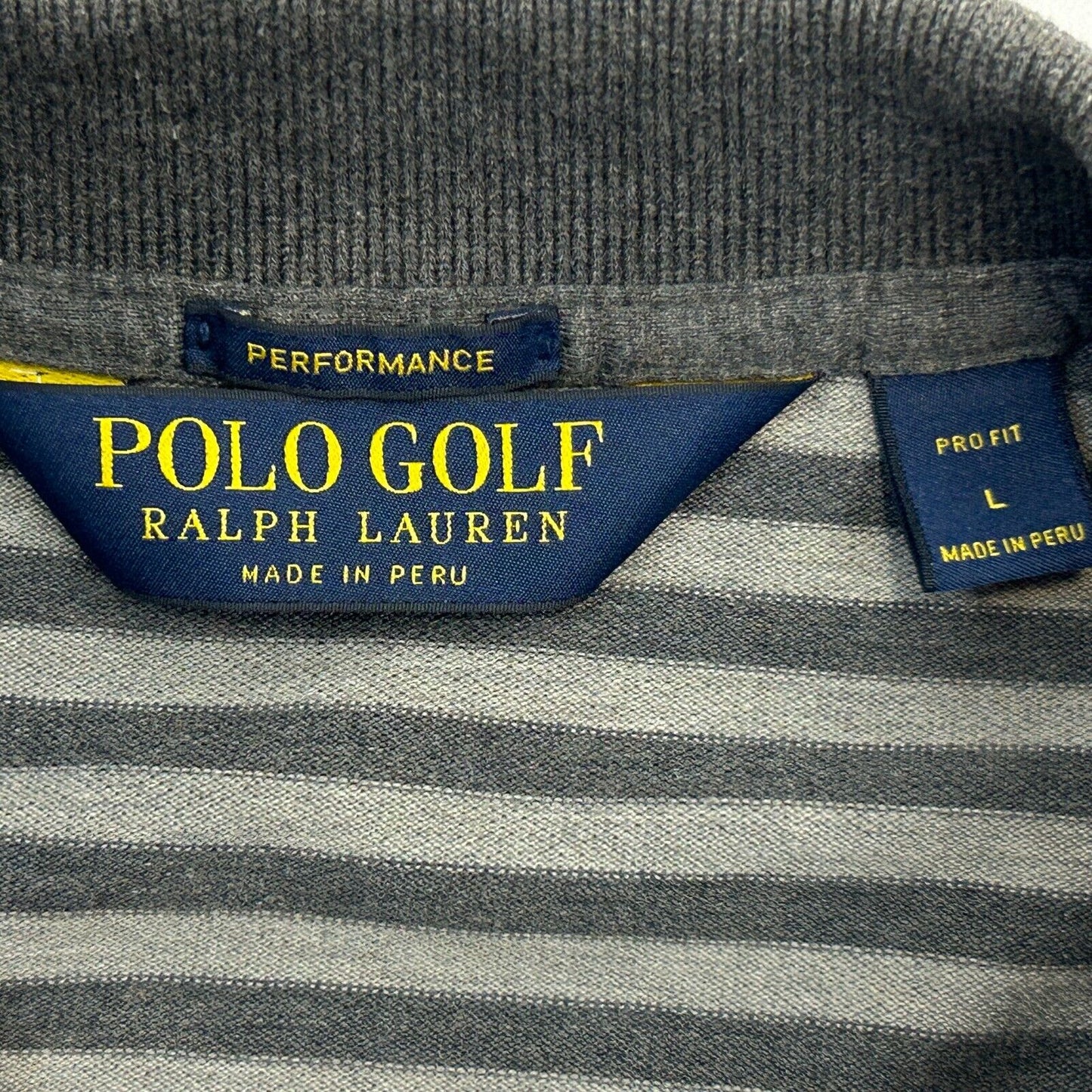Polo Golf Ralph Lauren Polo T Shirt Large Gray Striped Big Pony Logo Golfer Mens