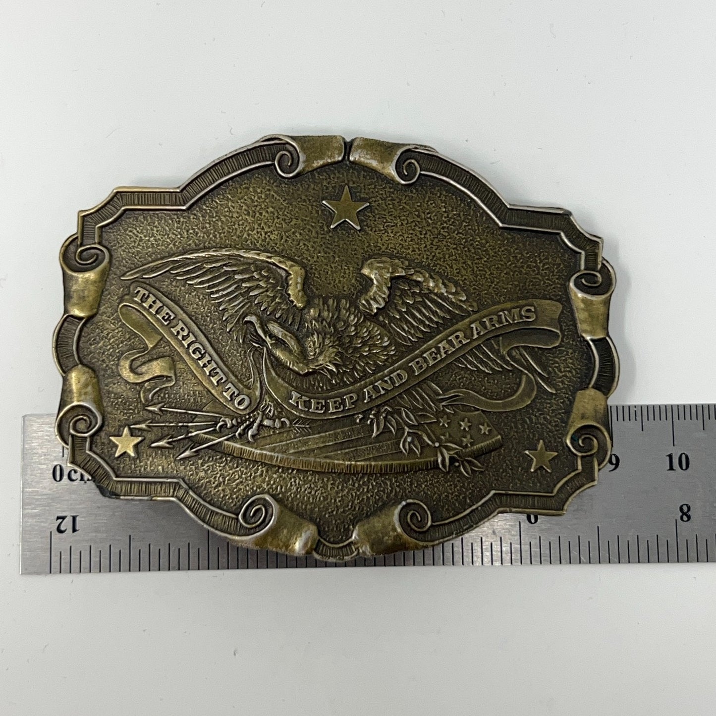 Vintage Right To Bear Arms Bald Eagle Belt Buckle 2nd Amendment Guns Firearms