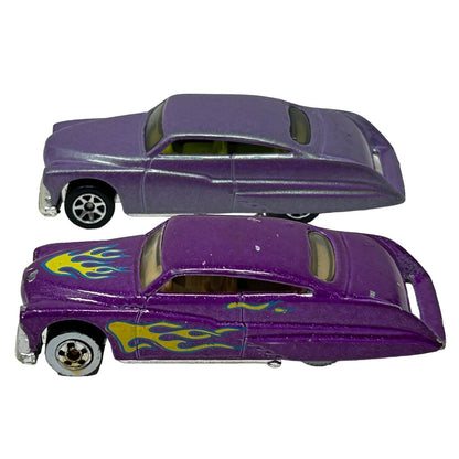 Lot of 2 Purple Passion 1949 Mercury Hot Wheels Diecast Cars Vintage 90s