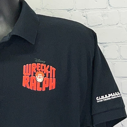 Wreck It Ralph Movie Promo Polo Shirt L Large Black Disney Cinemark Film Theater