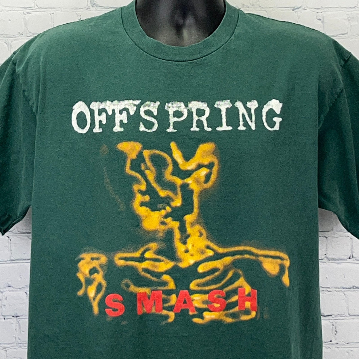 Vintage 90s The Offspring Smash Green Skeleton Band Tee Single Stitch XL USA