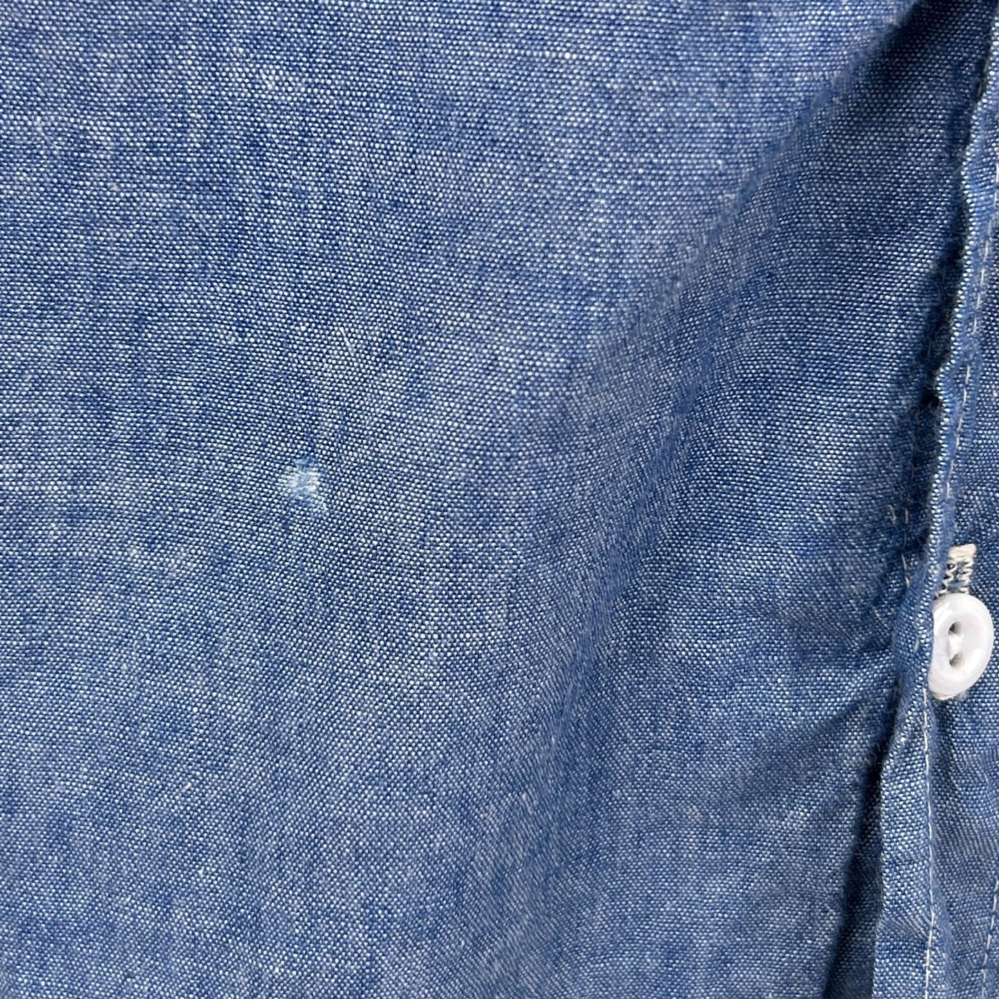 Vintage 70s Orangutan Button Front Shirt Denim Chambray Chenille Blue XL X-Large