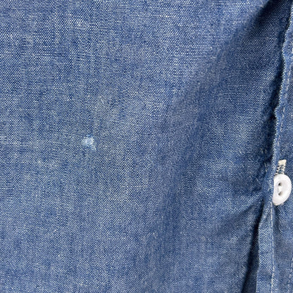 Vintage 70s Orangutan Button Front Shirt Denim Chambray Chenille Blue XL X-Large
