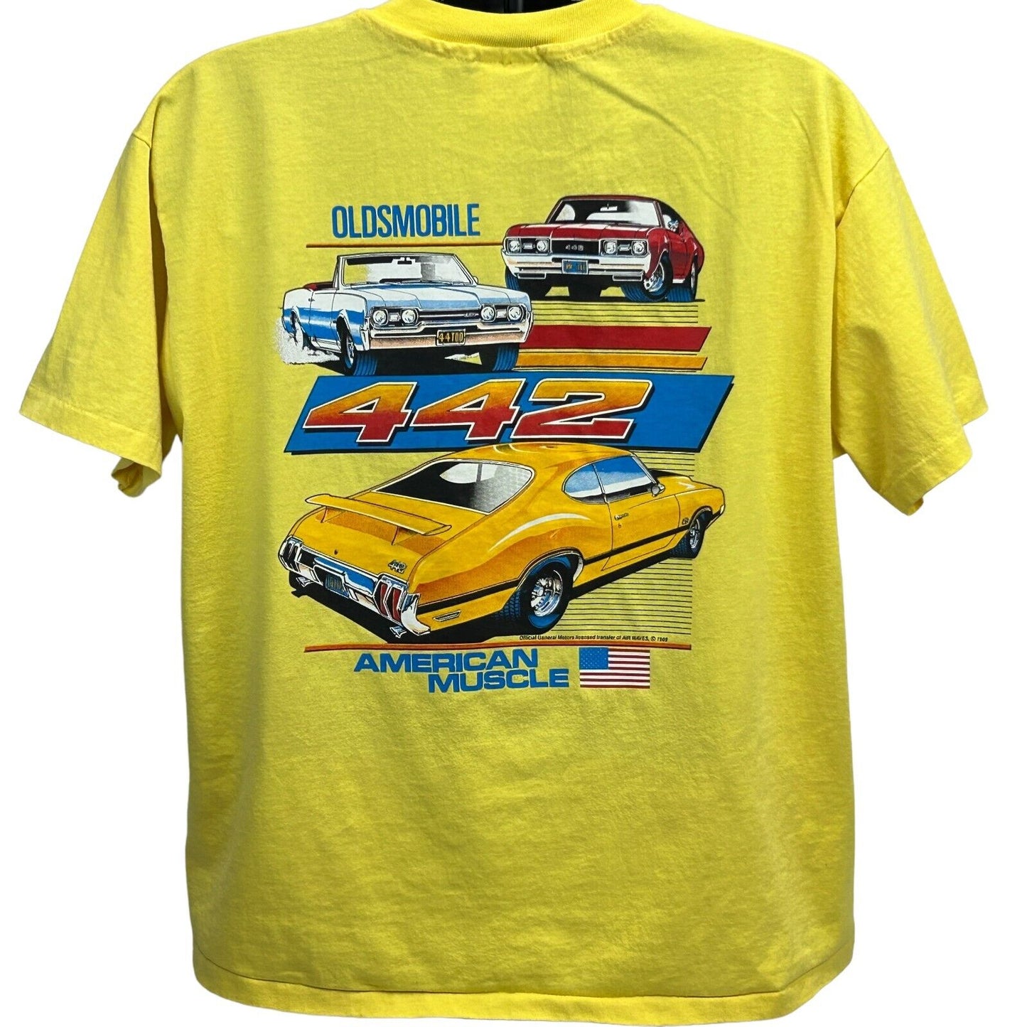 Camiseta Oldsmobile 442 Vintage 90s, talla extra grande, para hombre, de American Muscle Car, color amarillo