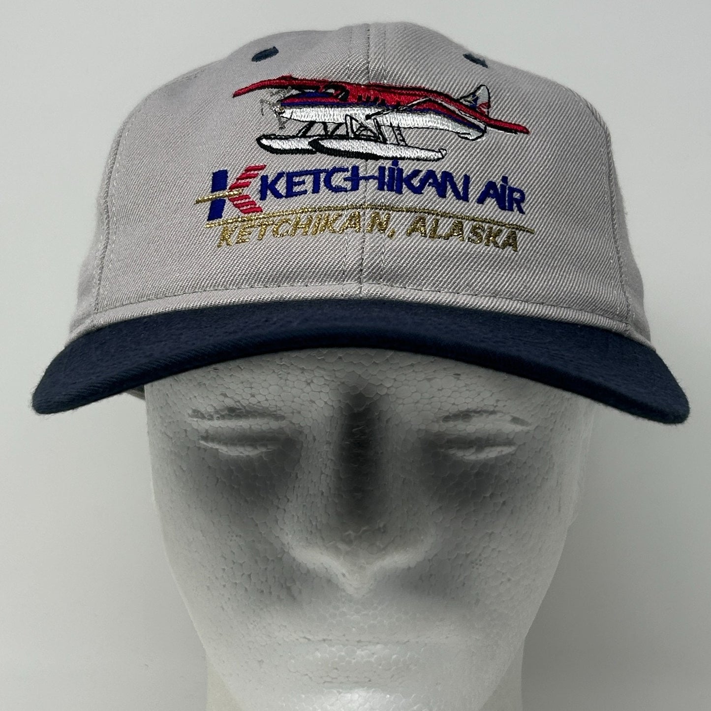 Vintage 90s Ketchikan Air Best In The Bush Hat Baseball Cap Alaska Snapback Gray