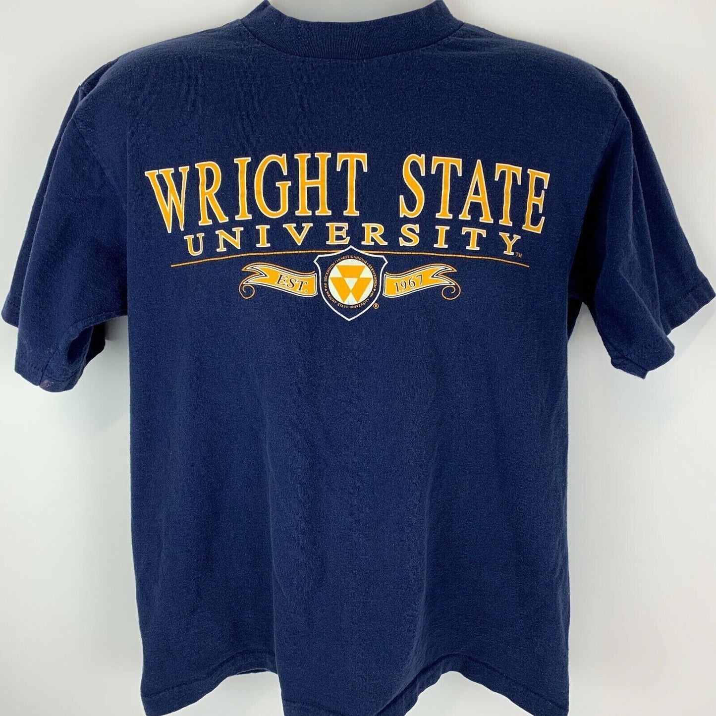 Wright State University Raiders Vintage 90s T Shirt Large WSU USA Made Mens Blue