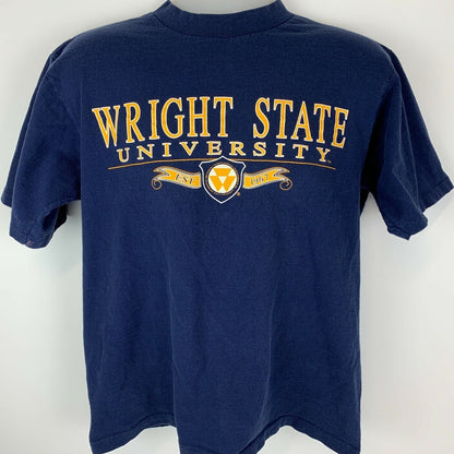 Wright State University Raiders Vintage 90s T Shirt Large WSU USA Made Mens Blue