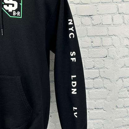 Bleacher Report Hoodie Hooded Sweatshirt Sports Long Sleeve Black Mens M Medium