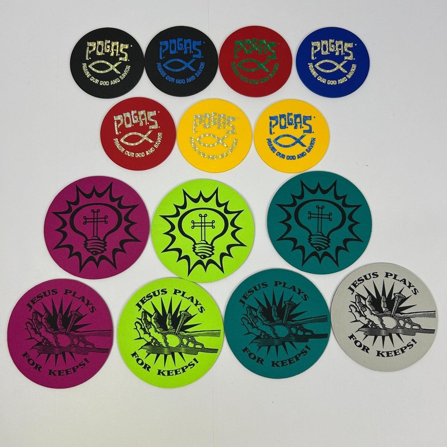 Vintage 90s Lot of 163 Christian Milk Caps Pieces Pogs Slammers Mats Jesus Bible