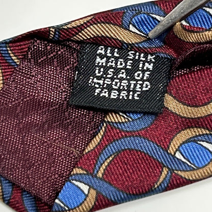 Vintage 90s Christian Dior Monsieur Tie Necktie Red Chain Link Silk Made In USA - Neon Vintage
