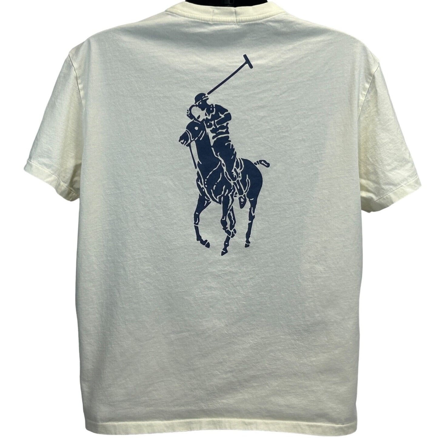 Polo Ralph Lauren T Shirt Large Authenticated Big Pony Classic Fit Mens Ivory