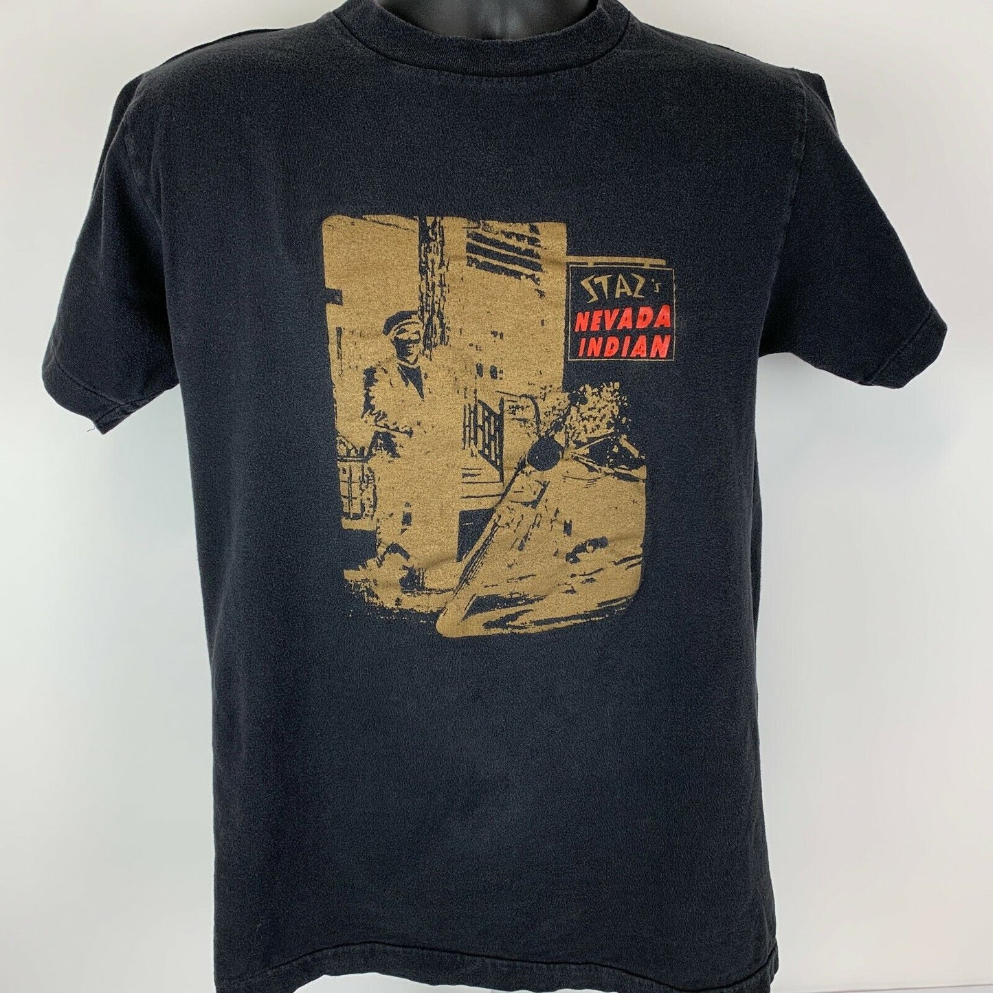 Camiseta vintage india de los años 90 de Stazs Nevada, talla mediana, para motociclistas y comerciantes