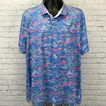 Good Good Makin Waves Golf Polo Shirt Golfing Golfer Blue Mens 2XL XXL 2XLarge