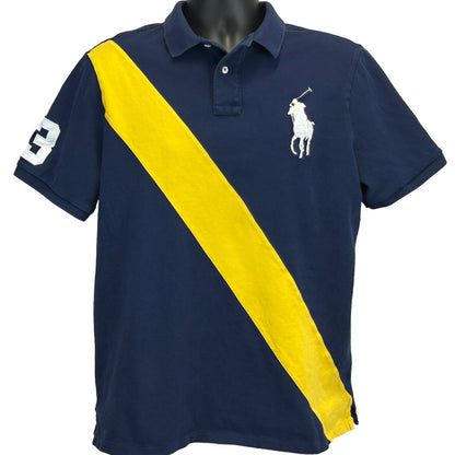 Polo Ralph Lauren Classic Fit Big Pony Polo T Shirt Large Blue Yellow Stripe 3