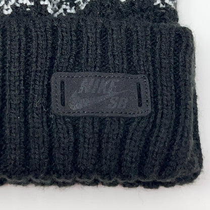 Nike SB Skateboarding Cuffed Pom Pom Beanie Toque Winter Hat Black Fair Isle