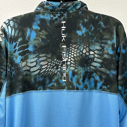 HUK Performance Fishing 1/4 Quarter Zip Shirt Kryptek Neptune Blue Mens 3XL XXXL