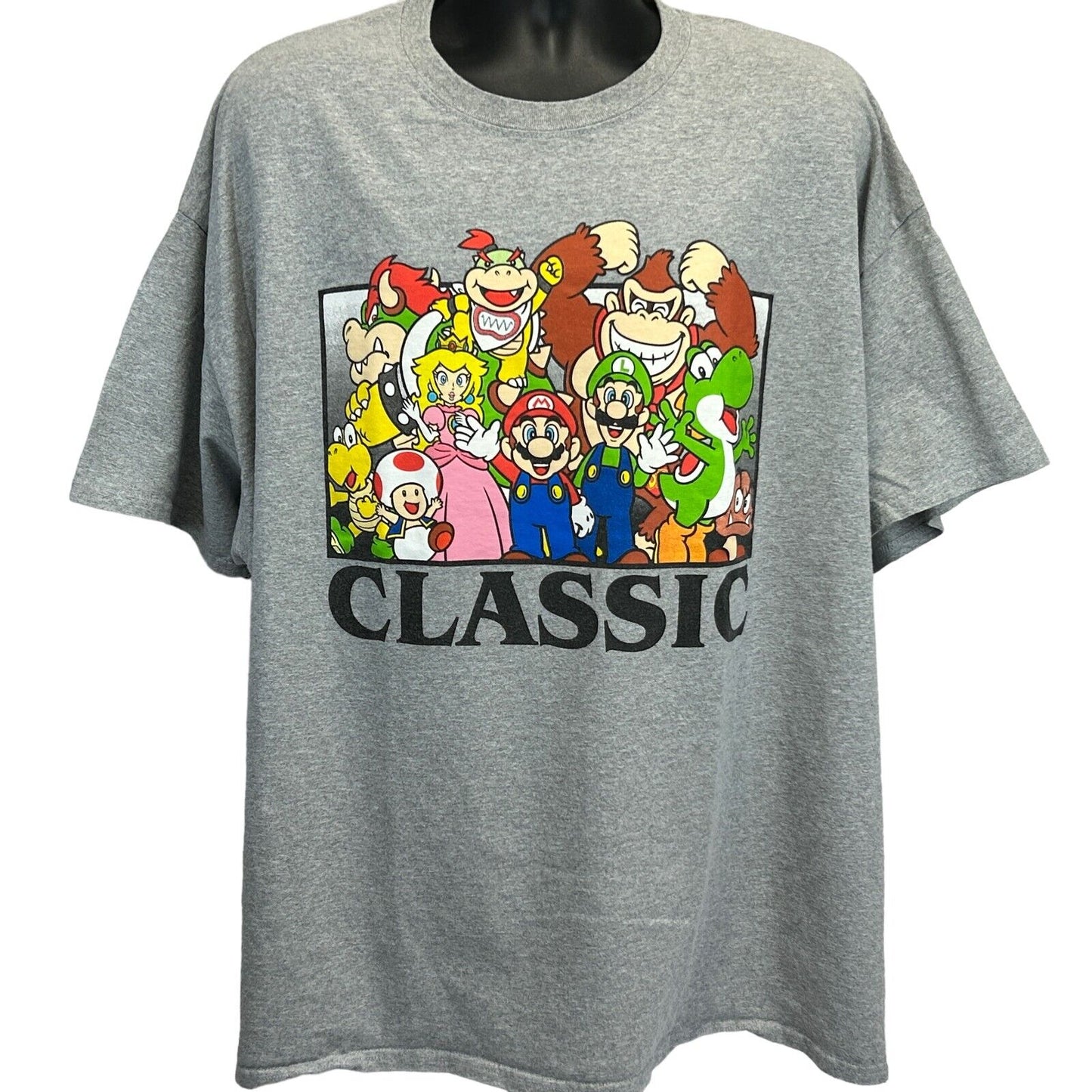 Camiseta clásica Super Mario Bros 4XL, camiseta con gráficos de Nintendo NES Video Gamer gris