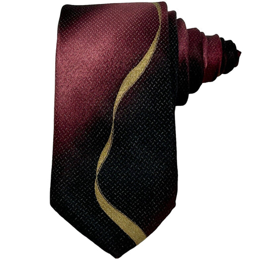 MCM Worldwide Silk Tie Vintage 70s 80s Necktie Narrow Mens Red Gold