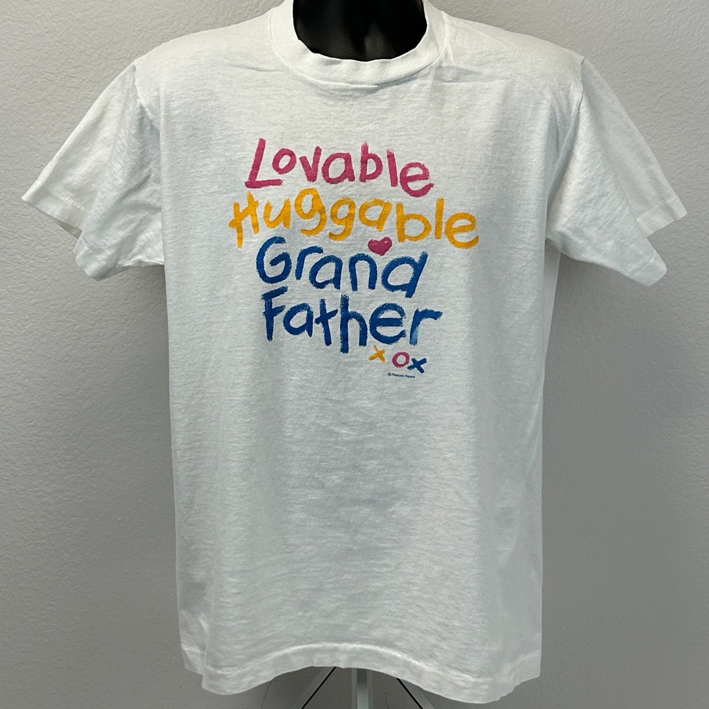 Vintage Loveable Huggable Grandfather T Shirt Mens L Large White 90s Grandpa USA