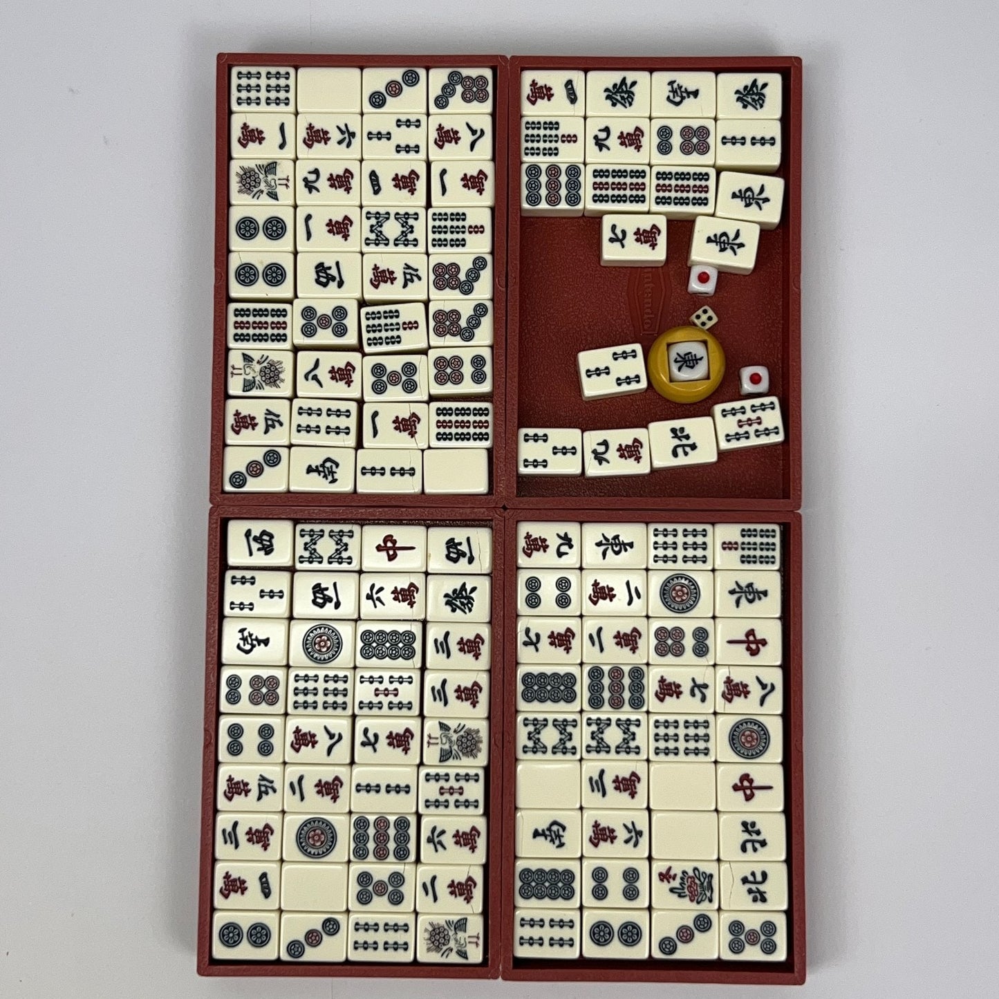 Vintage Nintendo Japanese Mahjong Set Travel Case Yellow Incomplete 127 Tiles