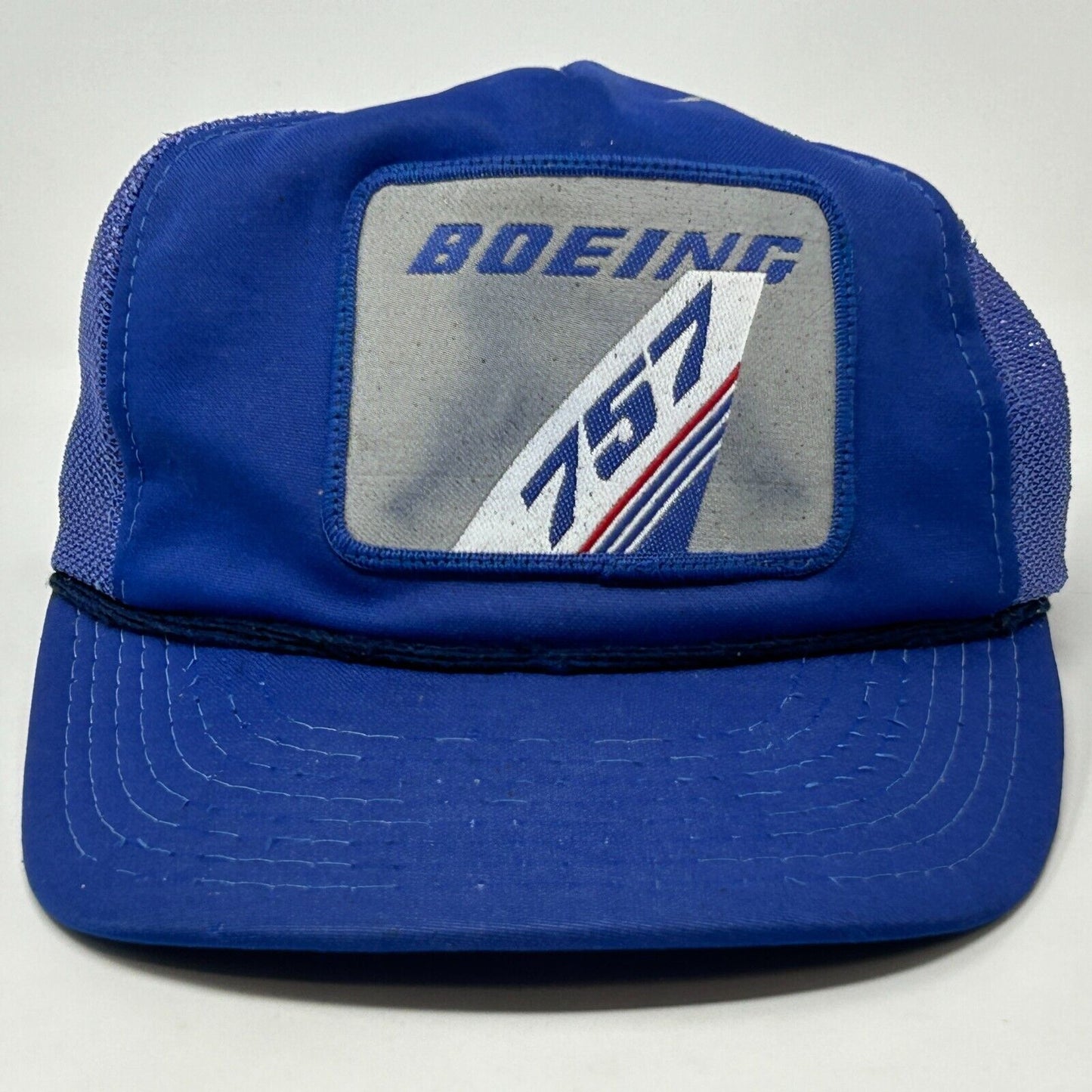 Boeing 757 Trucker Hat Vintage 80s Blue Aviation Airplane Airliner Baseball Cap