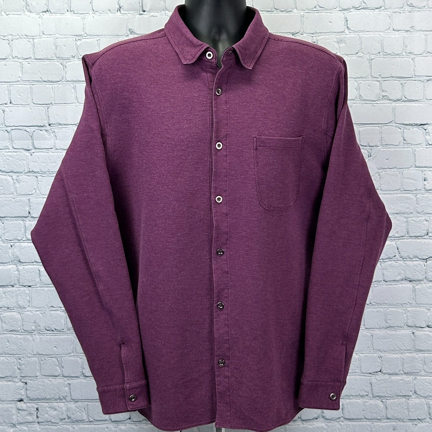 Lululemon Thick Button Front Shirt Pocket Long Sleeve Purple Mens XL X-Large