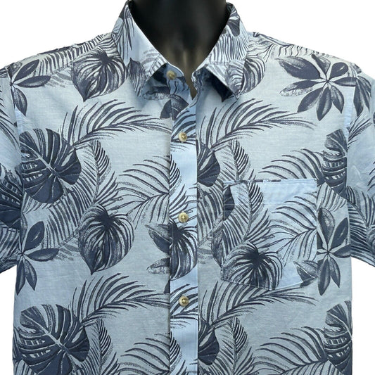 Travis Mathew Caldera Hawaiian Button Front Shirt Medium Golfer Golf Mens Blue