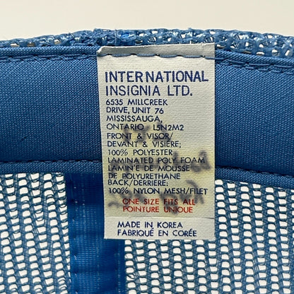 Vintage 80s Winnipeg Canada Trucker Hat Baseball Cap Canadian Blue Mesh Snapback