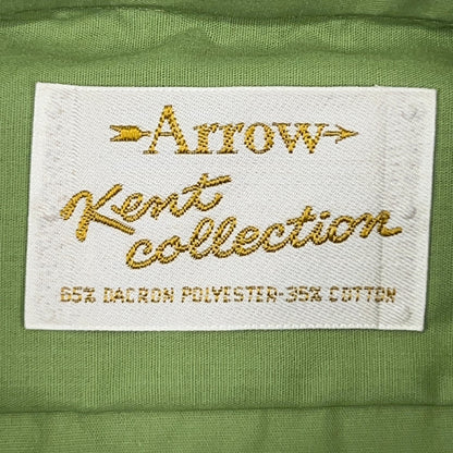 Vintage 70s Arrow Kent Collection Button Front Shirt L Large Green Big Collar