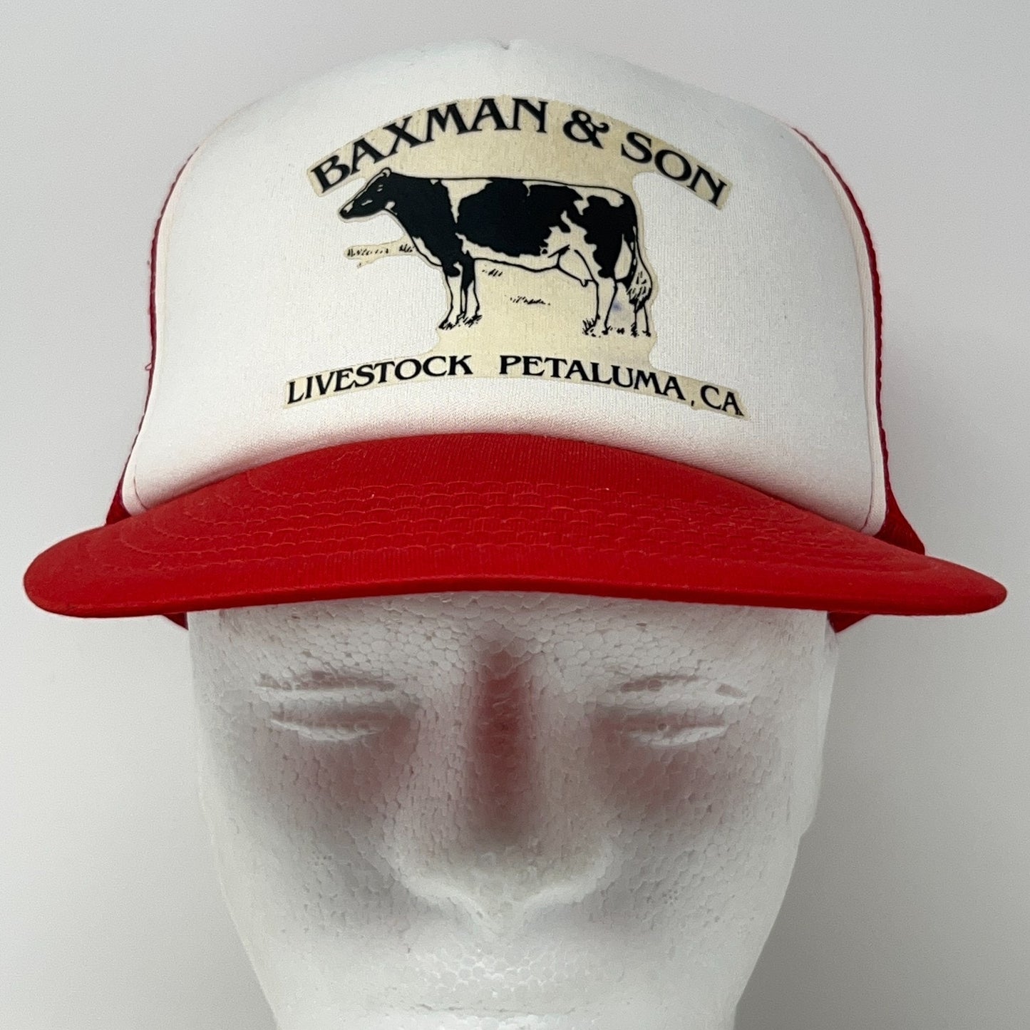 Vintage Baxman & Son Livestock Trucker Hat Baseball Cap Petaluma Snapback Red