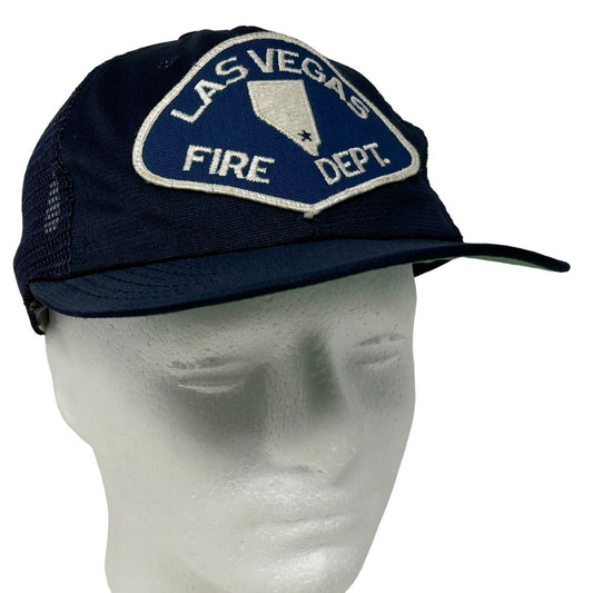 Las Vegas Fire Dept Trucker Hat Vintage 80s Blue Department Mesh Baseball Cap