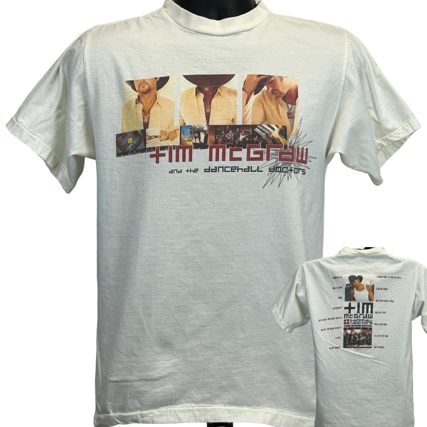 Camiseta vintage de la gira One Band Show de Tim McGraw, talla pequeña, años 2003, para hombre, color blanco