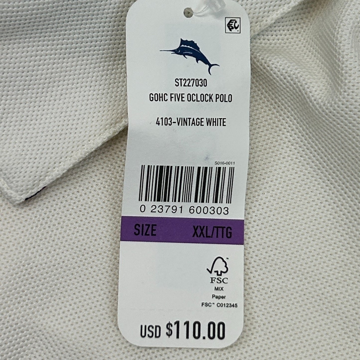 Tommy Bahama Five O'Clock IslandZone Polo Shirt Short Sleeve Ivory Mens 2XL XXL