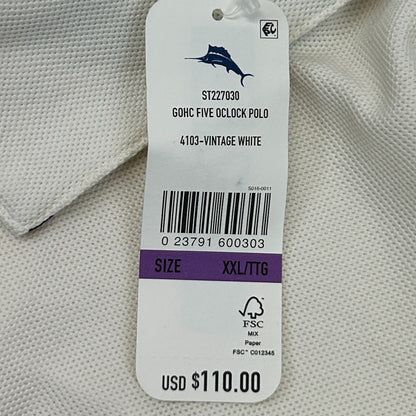 Tommy Bahama Five O'Clock IslandZone Polo Shirt Short Sleeve Ivory Mens 2XL XXL